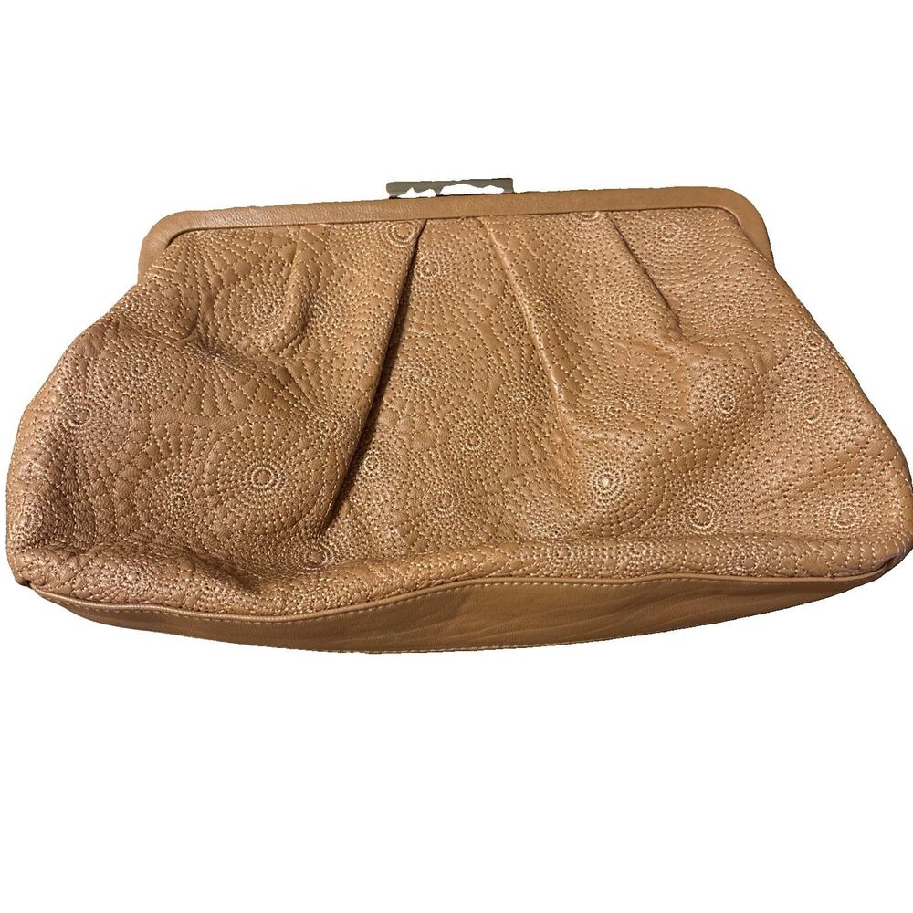 Women’s Oscar De La Renta Light Brown Mandala Pattern Framed Clutch Bag